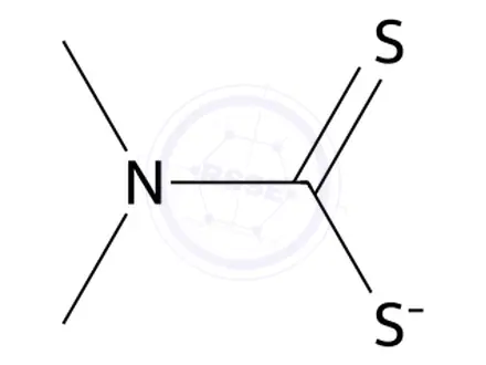 Chemical structure of phenylmercury dimethyldithiocarbamate