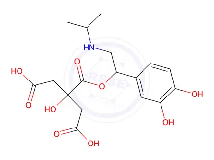 Chemical structure of 3-((1-(3,4-dihydroxyphenyl)-2-(isopropylamino)ethoxy)carbonyl)-3-hydroxypentanedioic acid