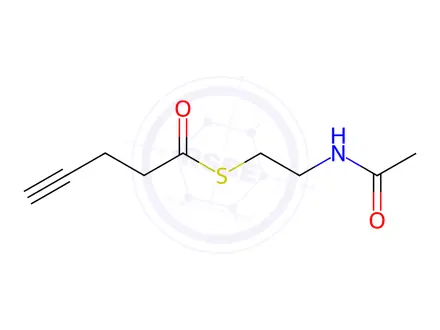 Chemical structure of N-[2-(pent-4-ynoylsulfanyl)ethyl]acetamide