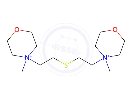 Chemical structure of 4-methyl-4-[2-[2-(4-methyl-1-oxa-4-azoniacyclohex-4-yl)ethylsulfanyl]e thyl]-1-oxa-4-azoniacyclohexane diiodide