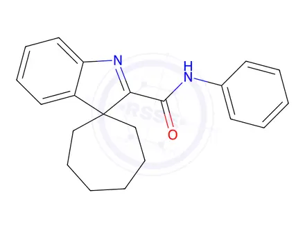 Chemical structure of N-Phenylspiro[cycloheptane-1,3'-[3H]indole]-2'-carboxamide