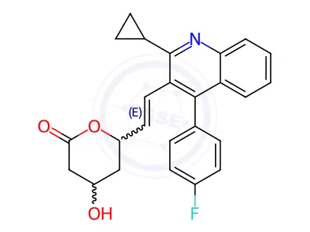 Chemical structure of (E)-6-(2-(2-Cyclopropyl-4-(4-fluorophenyl)quinolin-3-yl)vinyl)-4-hydroxytetrahydro-2H-pyran-2-one