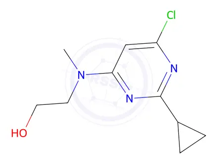 Chemical structure of 2-((6-chloro-2-cyclopropylpyrimidin-4-yl)(methyl)amino)ethan-1-ol