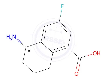 Chemical structure of (S)-5-Amino-3-fluoro-5,6,7,8-tetrahydronaphthalene-1-carboxylic acid