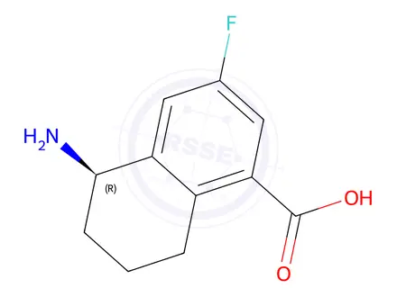 Chemical structure of (R)-5-Amino-3-fluoro-5,6,7,8-tetrahydronaphthalene-1-carboxylic acid