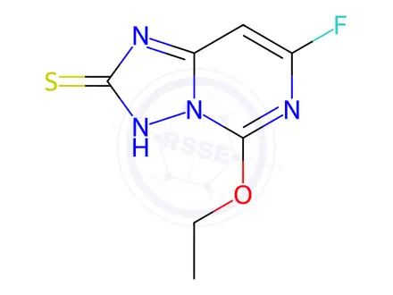 Chemical structure of 5-ethoxy-7-fluoro-[1,2,4]triazolo[1,5-c]-pyrimidine-2(3H)-thione