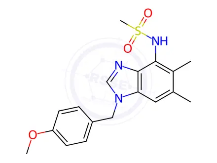 Chemical structure of N-{1-[(4-methoxyphenyl)methyl]-5,6-dimethyl-1H-1,3-benzodiazol-4-yl}methanesulfonamide