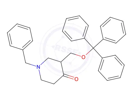 Chemical structure of 1-Benzyl-3-((trityloxy)methyl)piperidin-4-one