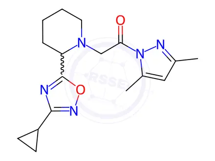 Chemical structure of 2-(3-cyclopropyl-1,2,4-oxadiazol-5-yl)-1-[2-(3,5-dimethyl-1H-pyrazol-1-yl)-2-oxoethyl]piperidine