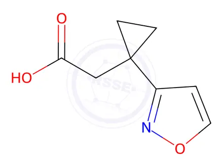 Chemical structure of 2-[1-(1,2-oxazol-3-yl)cyclopropyl]acetic acid