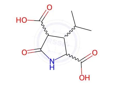 Chemical structure of 5-Oxo-3-(propan-2-yl)pyrrolidine-2,4-dicarboxylic acid
