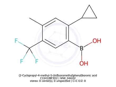 Chemical structure of (2-Cyclopropyl-4-methyl-5-(trifluoromethyl)phenyl)boronic acid