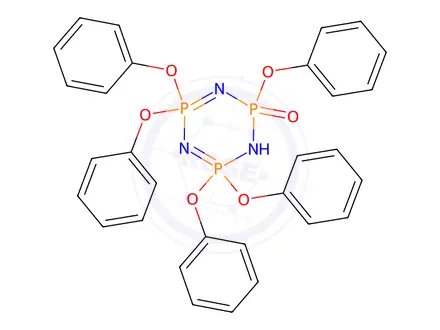 Chemical structure of 2,2,4,4,6-pentaphenoxy-1,3,5-triaza-2$l^{5},4$l^{5},6$l^{5}-triphospha cyclohexa-1,3-diene 6-oxide