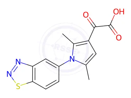Chemical structure of 2-[1-(1,2,3-benzothiadiazol-5-yl)-2,5-dimethyl-1H-pyrrol-3-yl]-2-oxoacetic acid
