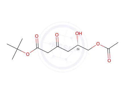 Chemical structure of (S)-tert-butyl 6-acetoxy-5-hydroxy-3-oxohexanoate