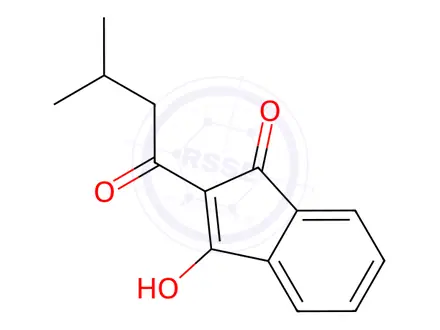 Chemical structure of 2-(1-Hydroxy-3-methylbutylidene)-1H-indene-1,3(2H)-dione
