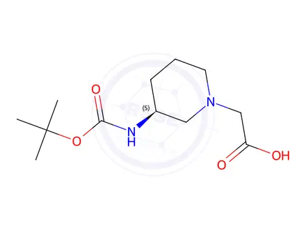 Chemical structure of (S)-2-(3-((tert-butoxycarbonyl)amino)piperidin-1-yl)acetic acid
