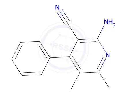 Chemical structure of 2-Amino-5,6-dimethyl-4-phenylnicotinonitrile