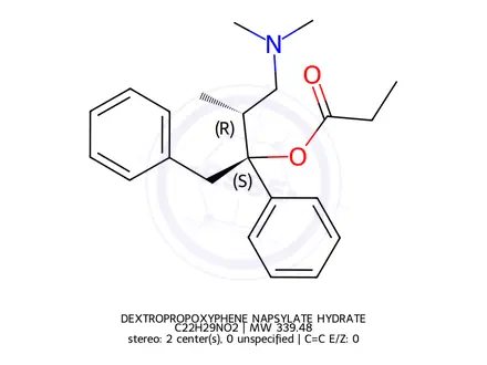 Chemical structure of DEXTROPROPOXYPHENE NAPSYLATE HYDRATE