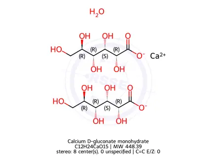 Chemical structure of Calcium D-gluconate monohydrate