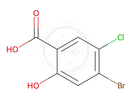 Chemical structure of Benzoic acid, 4-bromo-5-chloro-2-hydroxy-