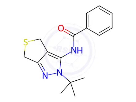 Chemical structure of N-(2-(tert-Butyl)-2,6-dihydro-4H-thieno[3,4-c]pyrazol-3-yl)benzamide