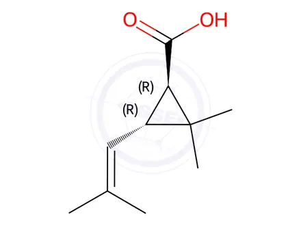 Chemical structure of (+)-trans-chrysanthemic acid