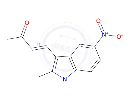 Chemical structure of 4-(1,2-Dimethyl-5-nitro-1H-indol-3-yl)but-3-en-2-one