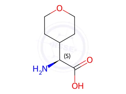 Chemical structure of (S)-2-amino-2-(tetrahydro-2H-pyran-4-yl)acetic acid