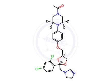Chemical structure of (±)-Ketoconazole-[D4] (piperazine-3,3,5,5-[D4])
