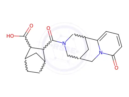 Chemical structure of 3-(8-Oxo-1,3,4,5,6,8-hexahydro-2H-1,5-methanopyrido[1,2-a][1,5]diazocine-3-carbonyl)bicyclo[2.2.1]Heptane-2-carboxylic acid