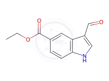 Chemical structure of Ethyl 3-formyl-1H-indole-5-carboxylate