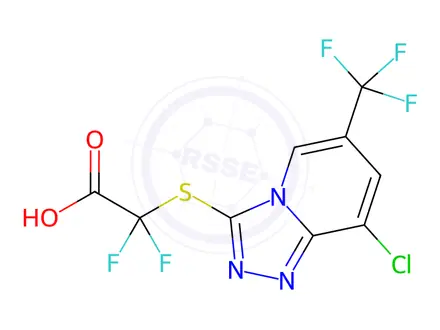 Chemical structure of 2-((8-chloro-6-(trifluoromethyl)-[1,2,4]triazolo[4,3-a]pyridin-3-yl)thio)-2,2-difluoroacetic acid