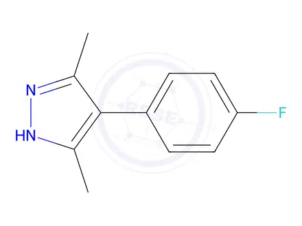 Chemical structure of 1H-Pyrazole, 4-(4-fluorophenyl)-3,5-dimethyl-