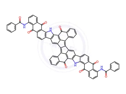 Chemical structure of N,N'-(5,13,14,15,20,28,29,30-octahydro-5,13,15,20,28,30-hexaoxobenzo[4,5]naphth[2''',3''':6'',7'']indolo[3'',2'':4',5']aceanthryleno[1',2':2,3]indeno[7,1-ab]naphtho[2,3-i]carbazole-4,19-diyl)bis(benzamide)