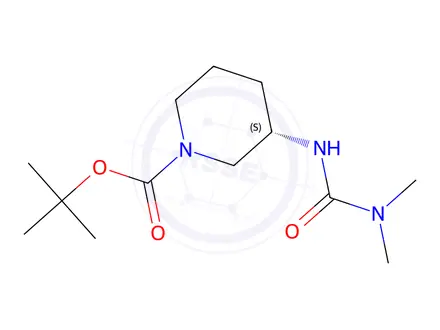 Chemical structure of (S)-tert-Butyl 3-[(dimethylcarbamoyl)amino]piperidine-1-carboxylate