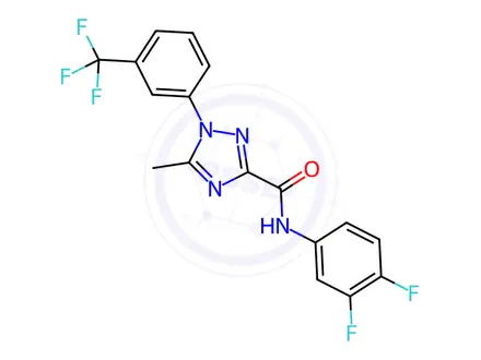 Chemical structure of N-(3,4-difluorophenyl)-5-methyl-1-(3-(trifluoromethyl)phenyl)-1H-1,2,4-triazole-3-carboxamide
