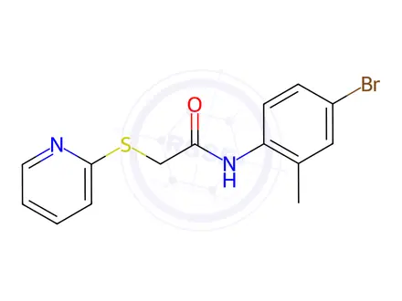 Chemical structure of N-(4-bromo-2-methylphenyl)-2-(pyridin-2-ylthio)acetamide
