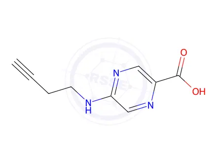 Chemical structure of 5-(But-3-yn-1-ylamino)pyrazine-2-carboxylic acid