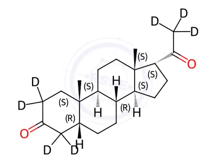 Chemical structure of 5β-Pregnan-3,20-dione-2,2,4,4,17α,21,21,21-d8