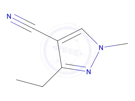 Chemical structure of 3-ethyl-1-methyl-1H-pyrazole-4-carbonitrile