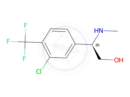 Chemical structure of (R)-2-(3-chloro-4-(trifluoromethyl)phenyl)-2-(methylamino)ethan-1-ol