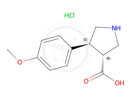 Chemical structure of Trans-4-(4-methoxyphenyl)pyrrolidine-3-carboxylic acid-HCl