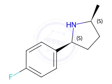 Chemical structure of (2S,5S)-2-(4-fluorophenyl)-5-methylpyrrolidine