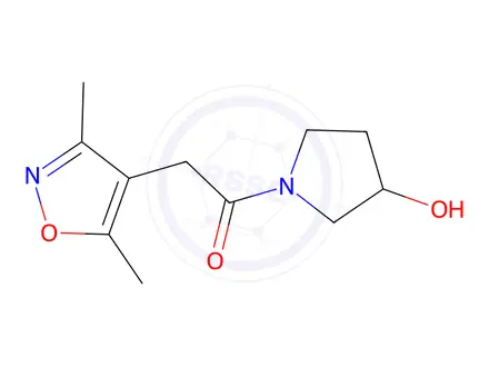 Chemical structure of 2-(3,5-dimethylisoxazol-4-yl)-1-(3-hydroxypyrrolidin-1-yl)ethan-1-one