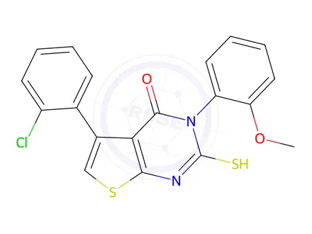 Chemical structure of 5-(2-Chlorophenyl)-2-mercapto-3-(2-methoxyphenyl)thieno[2,3-d]pyrimidin-4(3h)-one