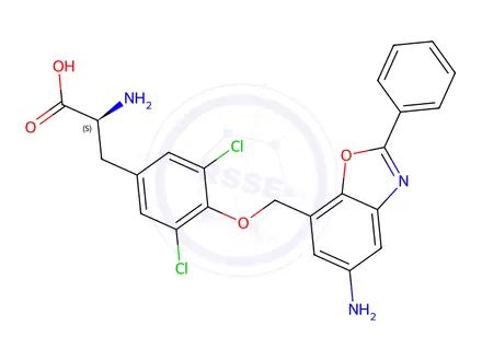 Chemical structure of O-[(5-Amino-2-phenyl-7-benzoxazolyl)methyl]-3,5-dichloro-L-tyrosine