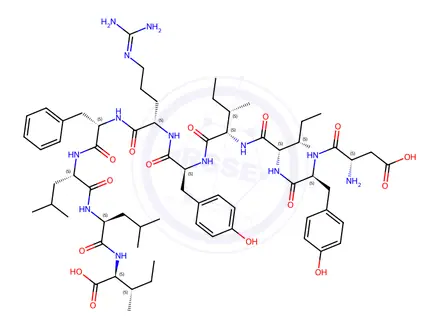 Chemical structure of L-Aspartyl-L-tyrosyl-L-isoleucyl-L-isoleucyl-L-tyrosyl-L-arginyl-L-phenylalanyl-L-leucyl-L-leucyl-L-isoleucine