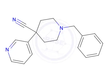 Chemical structure of 1-Benzyl-4-(pyridin-3-yl)piperidine-4-carbonitrile
