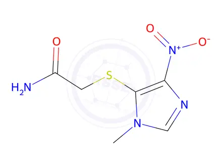 Chemical structure of ACETAMIDE, 2-((1-METHYL-4-NITRO-1H-IMIDAZOL-5-YL)THIO)-
